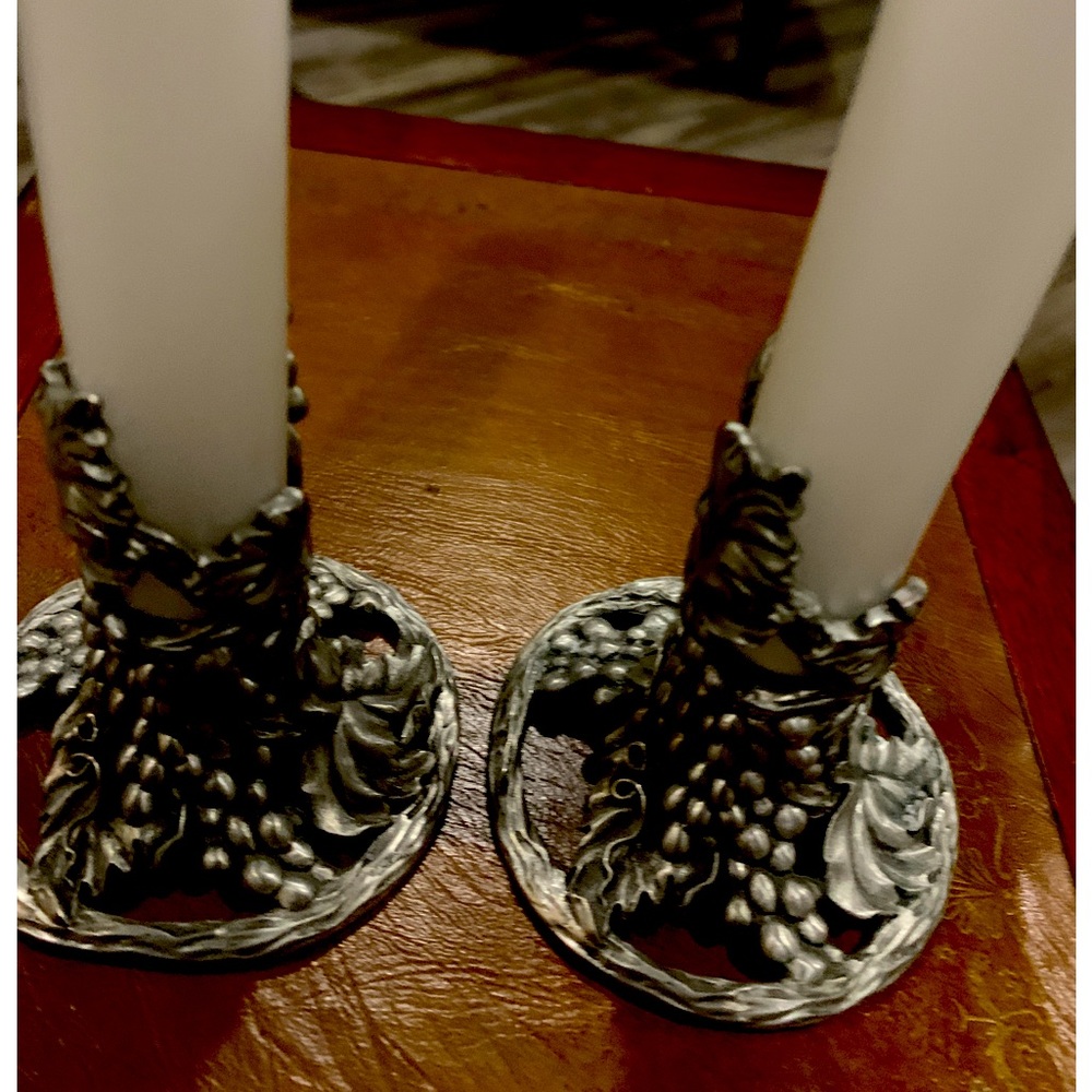 Vintage pewter candle stick holders.